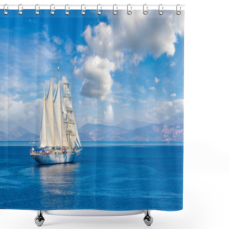 Personality  Sailing Ship In A Beautiful Summer Day Shower Curtains