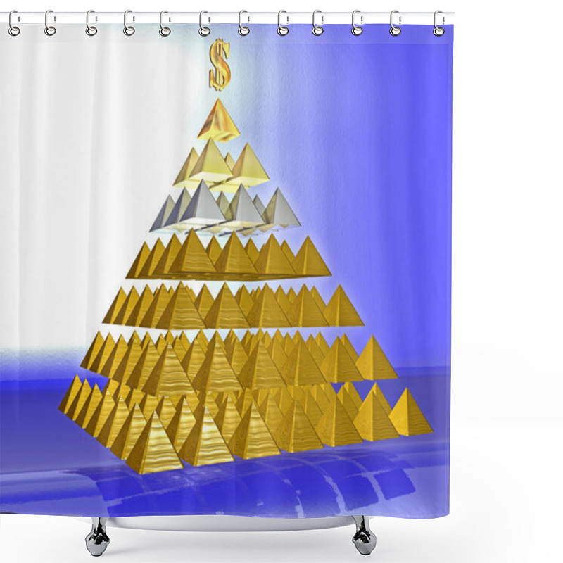 Personality  Alluring Deceptive Pyramid Topped By A Golden Dollar Shower Curtains