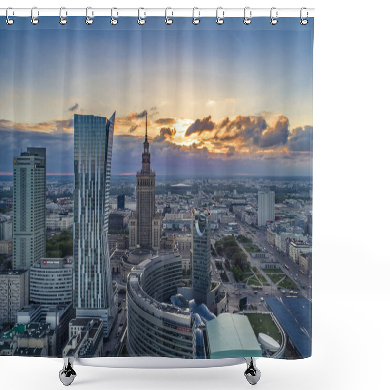 Personality  Warsaw, Poland. Aerial View Of The City  Shower Curtains