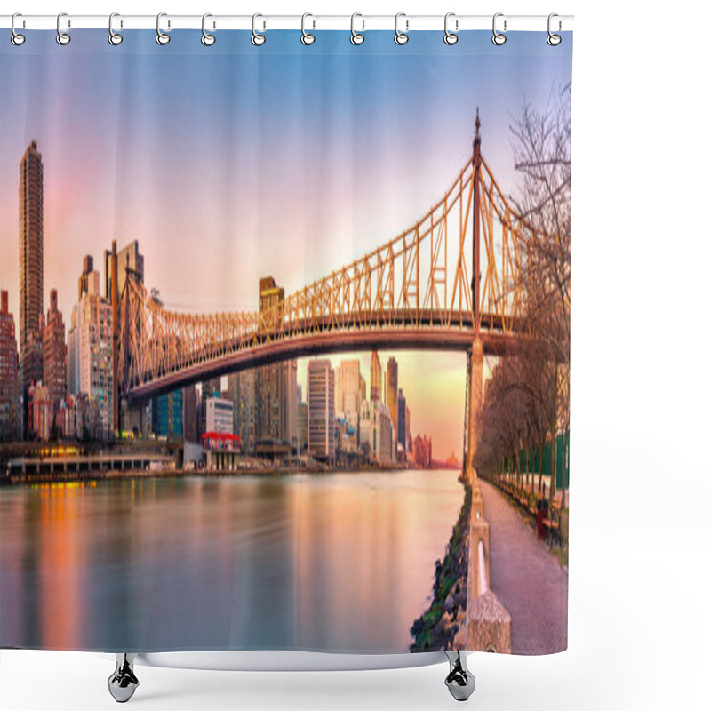 Personality  Queensboro Bridge Panorama At Sunset Shower Curtains