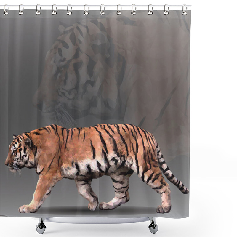 Personality  Tiger In Geometrical Style. Shower Curtains