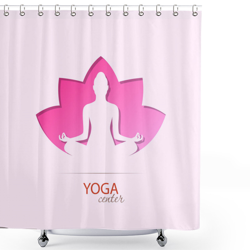 Personality  Yoga Center Girl In Lotus Silhouette Symbol Shower Curtains