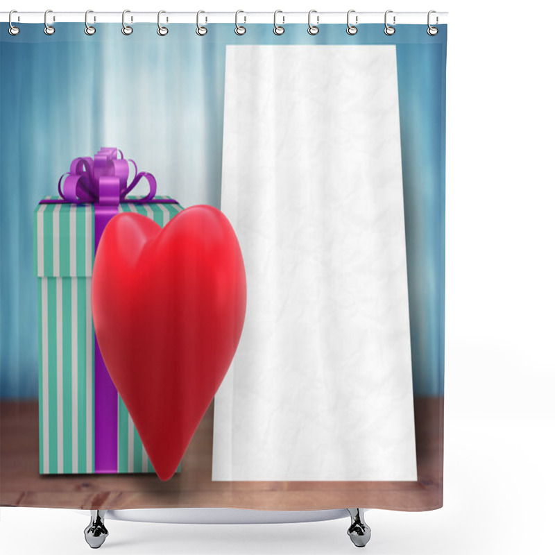 Personality  Composite Image Of Red Heart Shower Curtains