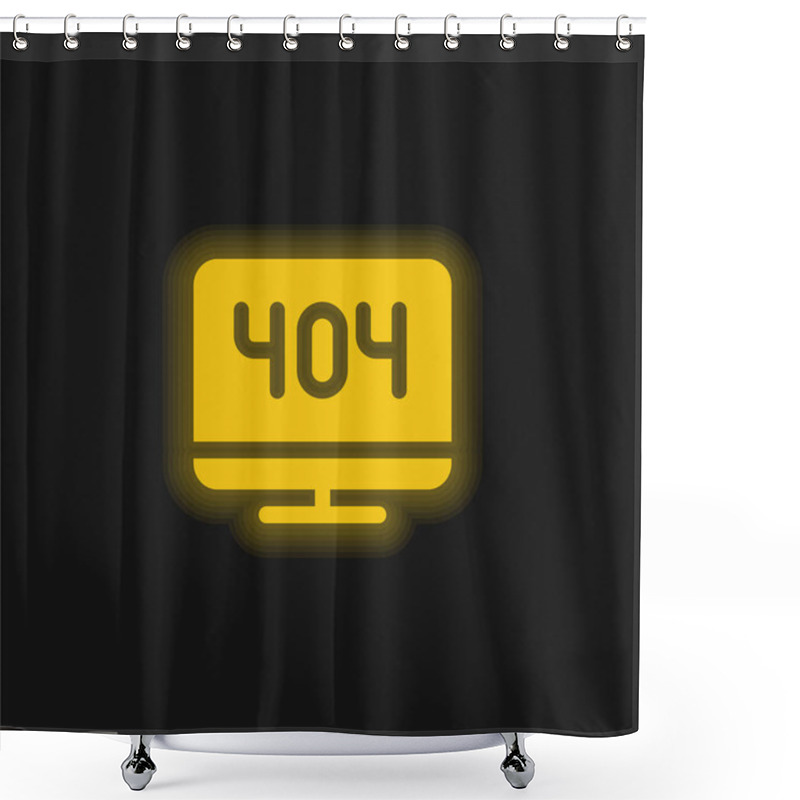 Personality  404 Error Yellow Glowing Neon Icon Shower Curtains