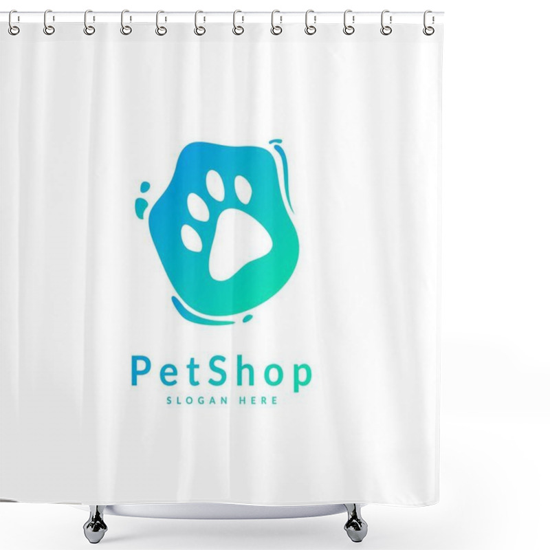 Personality  Foot Step. Pet Logo Design Template. Modern Animal Icon For Store, Veterinary Clinic, Business Service. Logo With Cat And Dog Concept. Shower Curtains