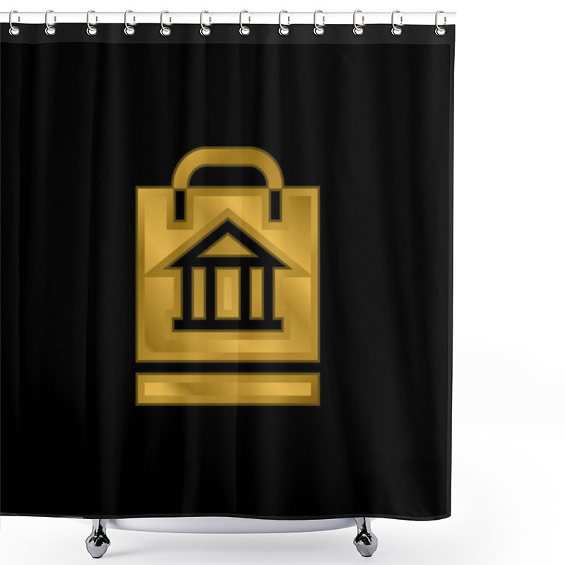 Personality  Bag Gold Plated Metalic Icon Or Logo Vector Shower Curtains