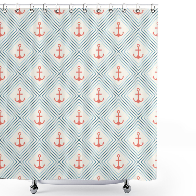 Personality  Seamless Vector Pattern Of Anchor Shape And Line Shower Curtains