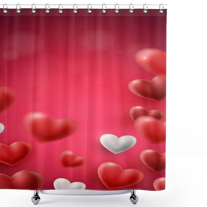 Personality  Happy Valentine's Day Poster Design And Template With Hearts. Happy Valentine Day Photoframe With Heart Shape. Celebrating Valentine's Day On 14 February Valentine's Day Banner Background Shower Curtains