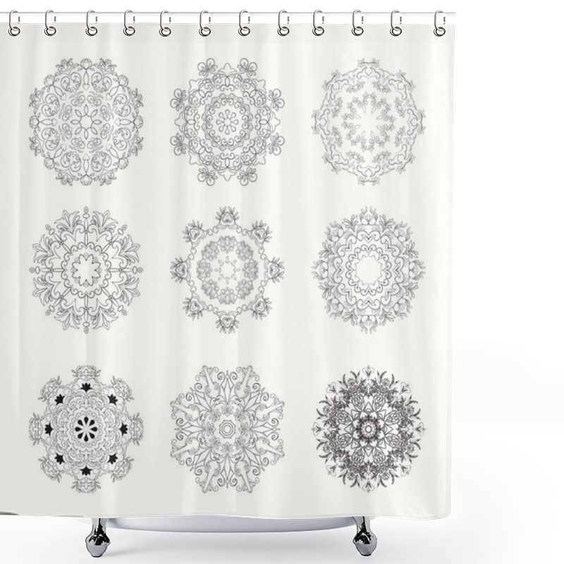 Personality  Hand Drawn Mandala Set Shower Curtains