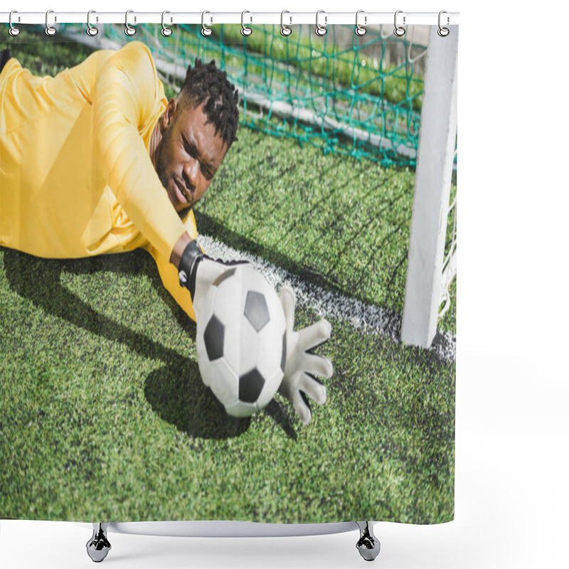 Personality  African American Goalkeeper At Pitch Shower Curtains