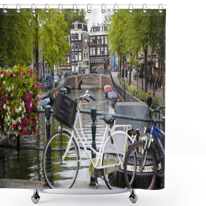 Personality  AMSTERDAM, THE NETHERLANDS - AUGUST 18, 2015: View On Prinsengra Shower Curtains