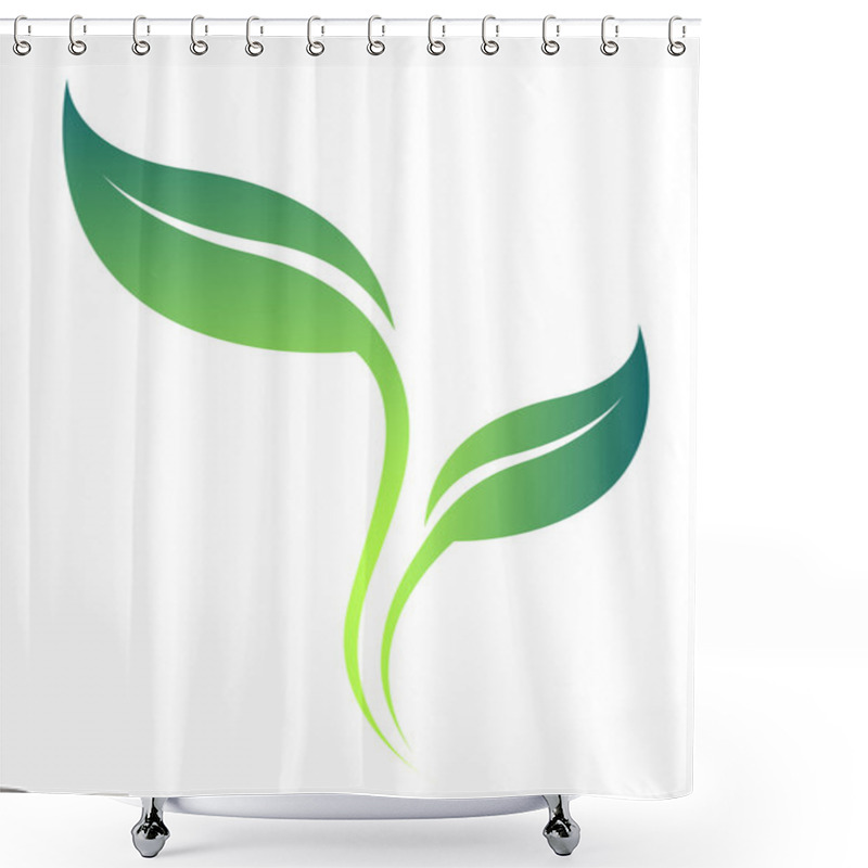 Personality  Vector  Stylized Tea Leaf Silhouette Isolated On White Shower Curtains