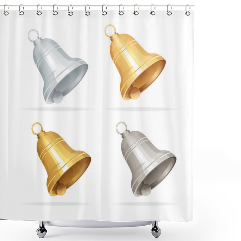 Personality  Christmas Bell Set On White Background Shower Curtains