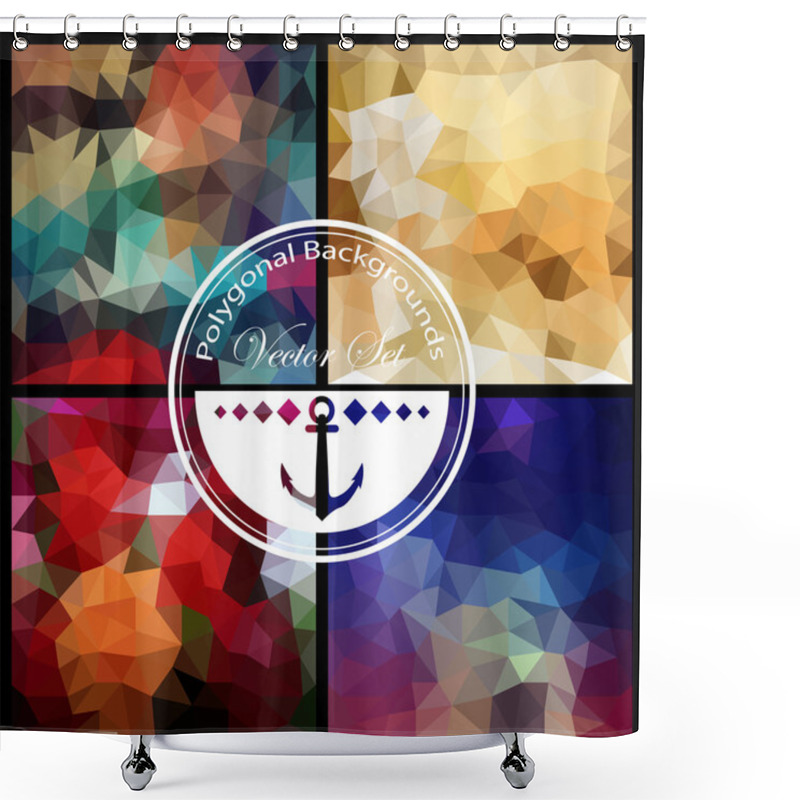 Personality  Set Of Polygonal Backgrounds Shower Curtains