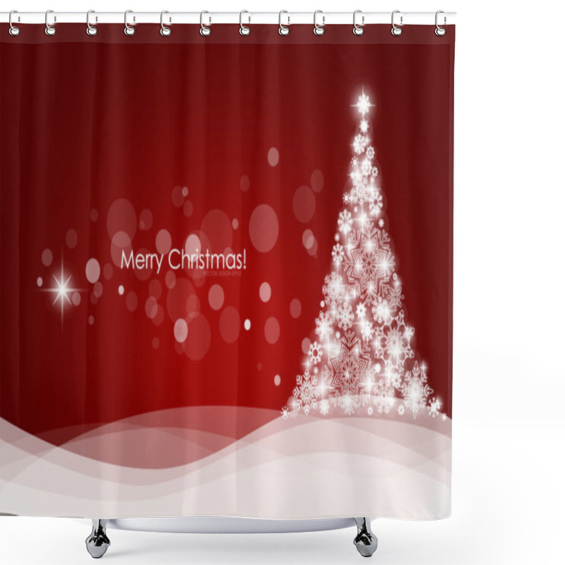 Personality  Christmas Background With Christmas Tree, Vector Illustration. Shower Curtains