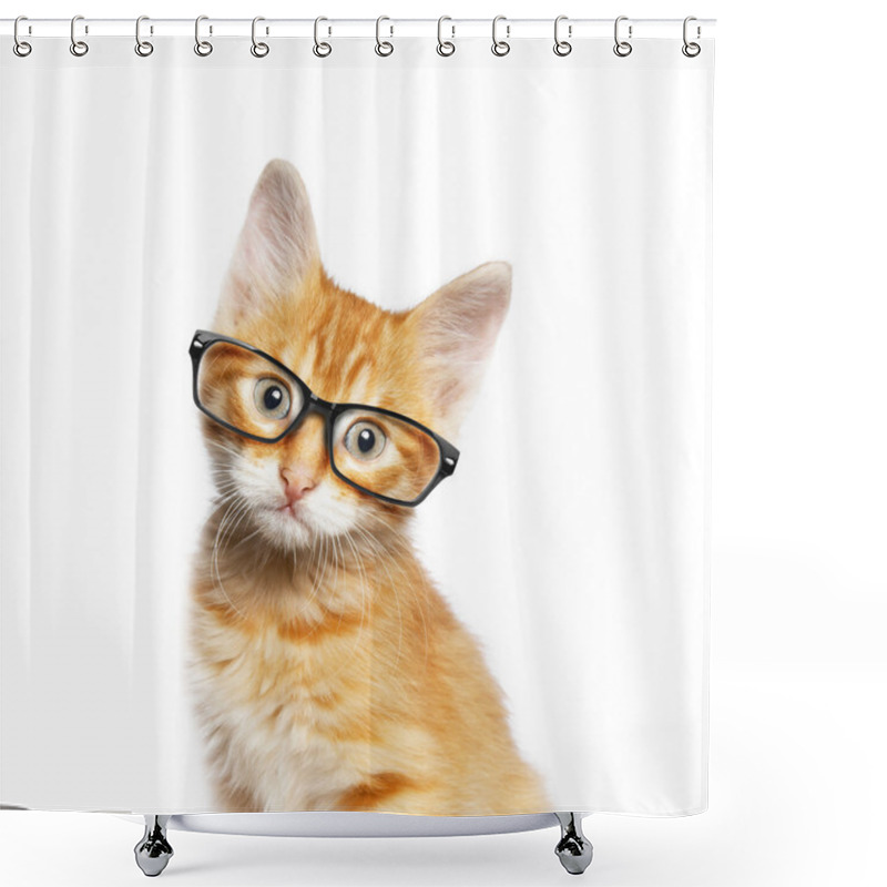 Personality  Red Cat In Glasses Shower Curtains