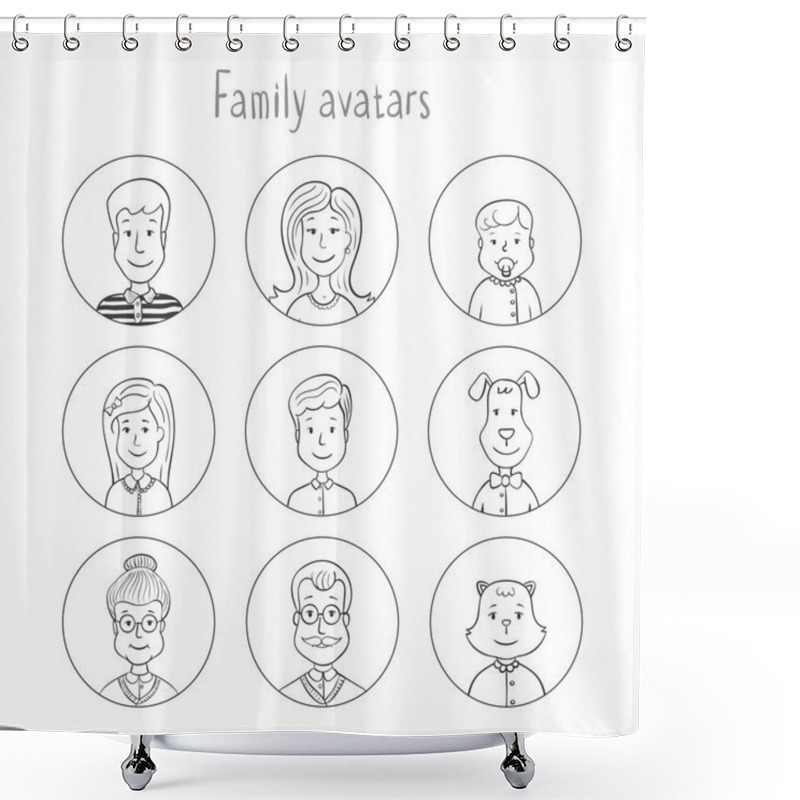 Personality  Family Avatars Collection Shower Curtains