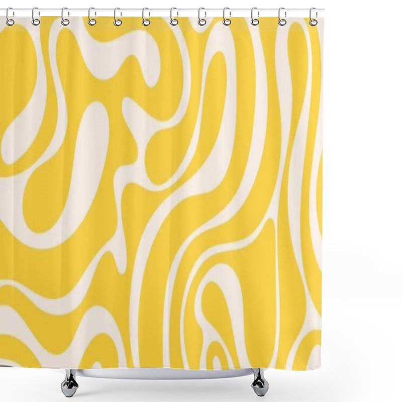 Personality  Abstract Horizontal Swirl Background. Retro Liquid Groovy Waves 60s, 70s Style. Trendy Colorful Hippy Pattern With Pastel Colors. Vector Illustration. Shower Curtains