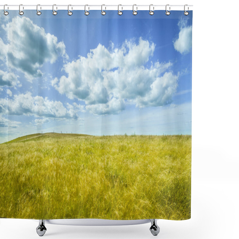 Personality  Beautiful Prairie Landscape With Blue Sky And Clouds Shower Curtains