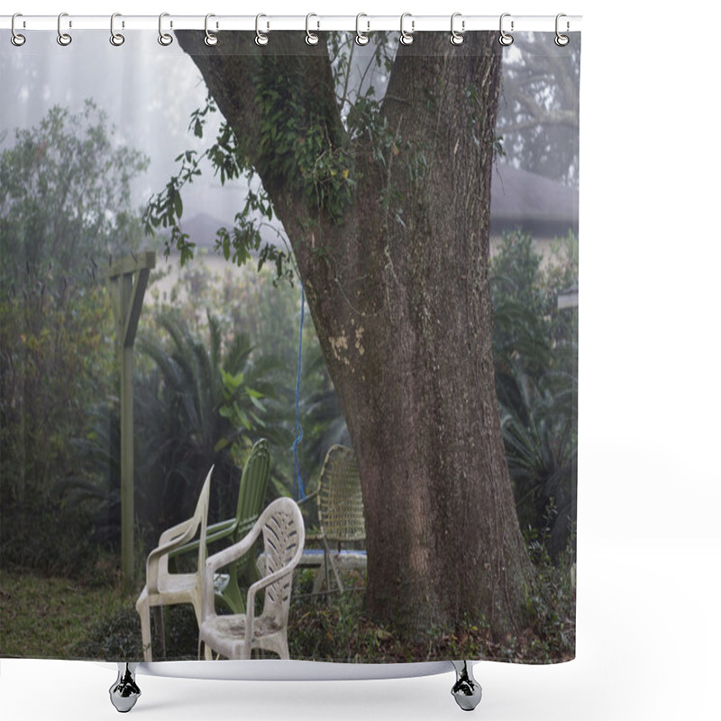 Personality  Hot Humid Southern Daybreak In Inner City Backyard Shower Curtains