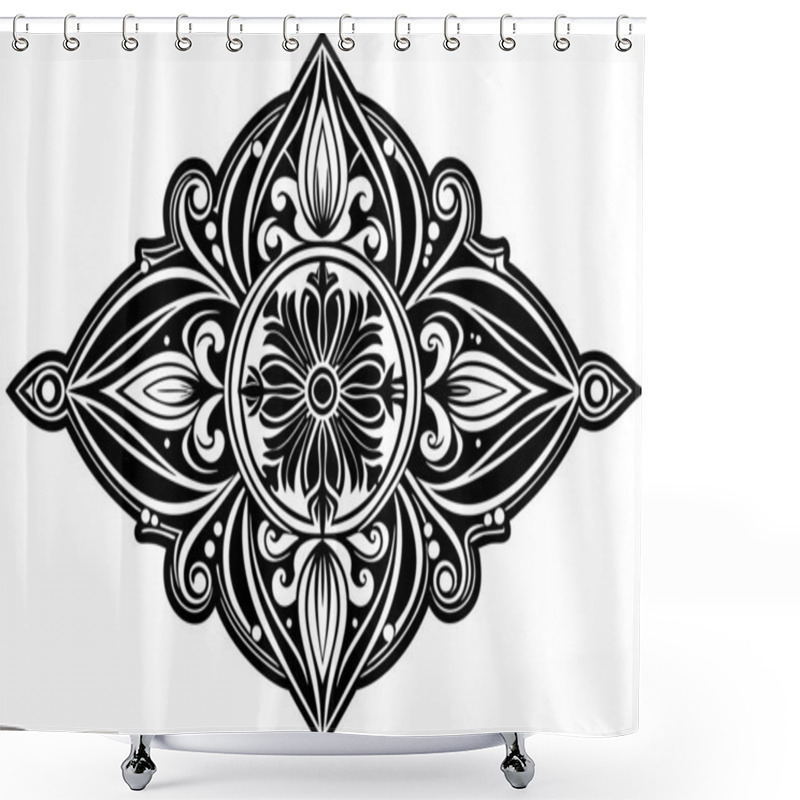 Personality  Mandala Pattern Black And White Shower Curtains