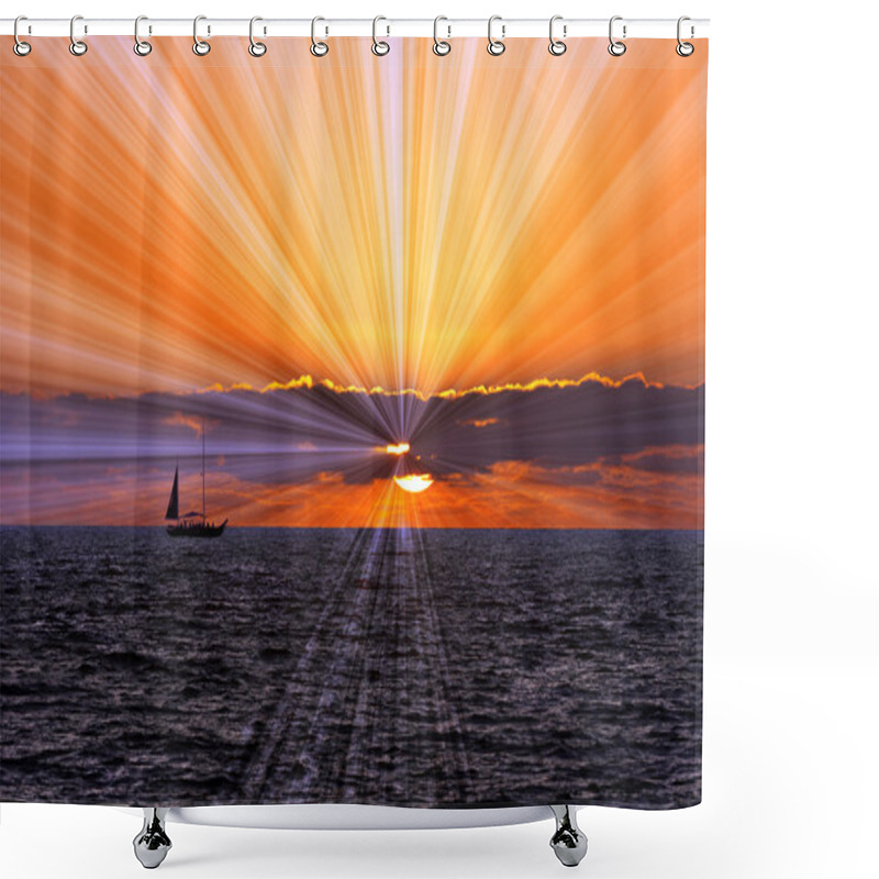 Personality  Sailboat Sunset Journey Shower Curtains