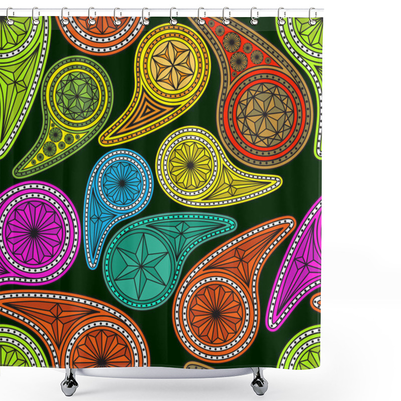 Personality  Seamless Pattern Based On Traditional Asian Elements Paisley Shower Curtains