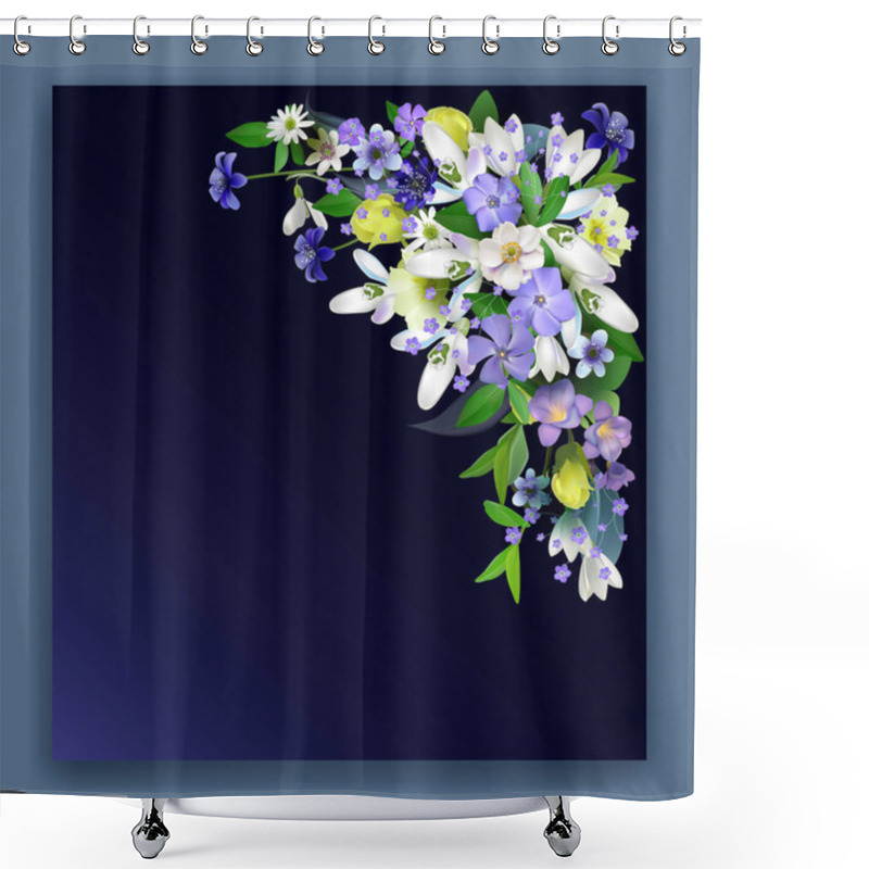 Personality  Spring Primroses Card With Space For Text. Spring Background Flo Shower Curtains