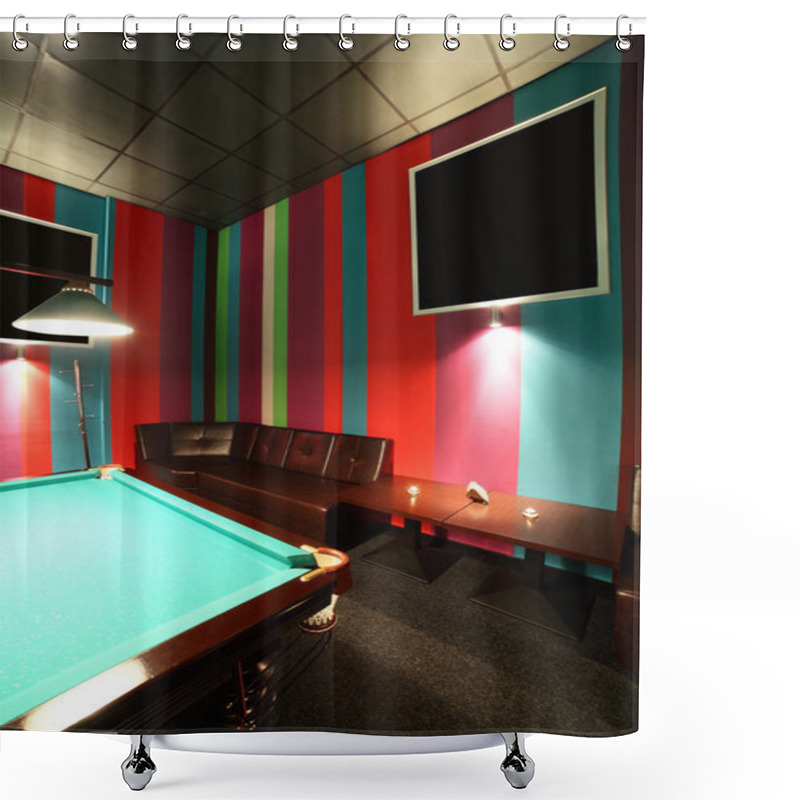 Personality  Interior Of Beautiful And Modern Billiard Shower Curtains