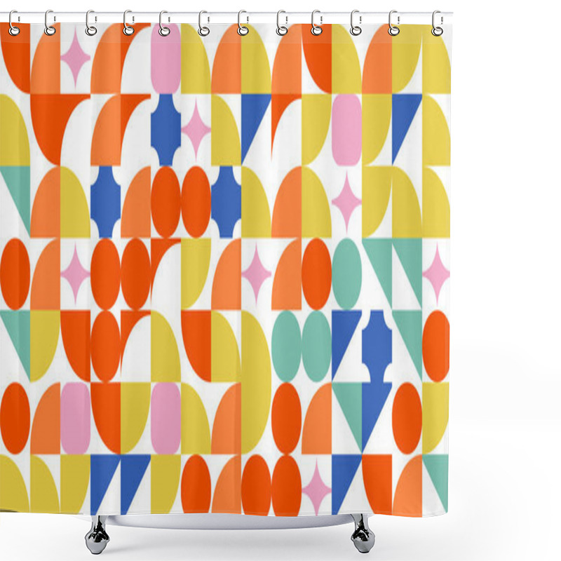 Personality  Vector Naive Playful Abstract Shapes. Brutal Modern Drawing. Geometric Posters In A Fashionable Retro-brutalist Style. Swiss Design. Shower Curtains