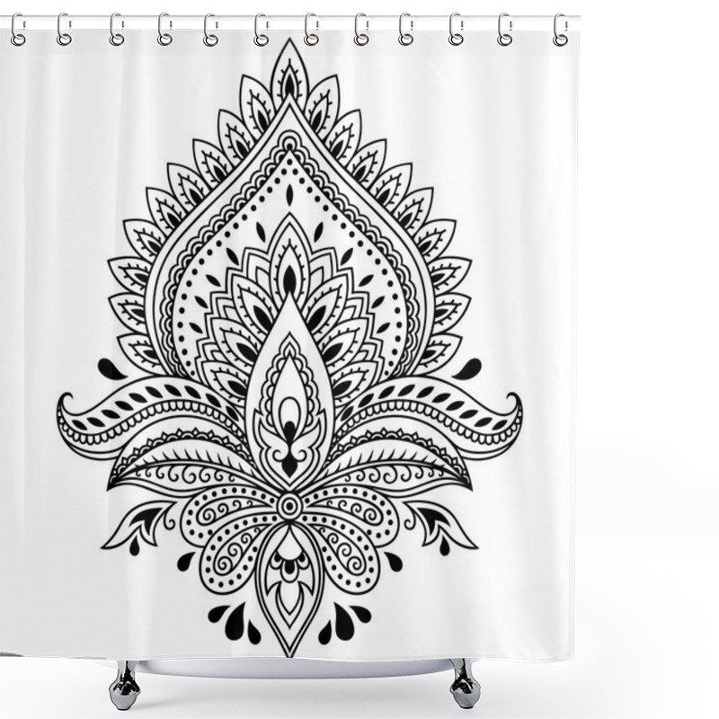 Personality  Henna Tattoo Flower Template In Indian Style. Ethnic  Floral Paisley - Lotus. Mehndi Style. Shower Curtains