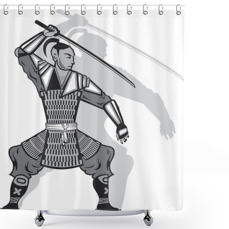 Personality  Samurai Vector Shower Curtains