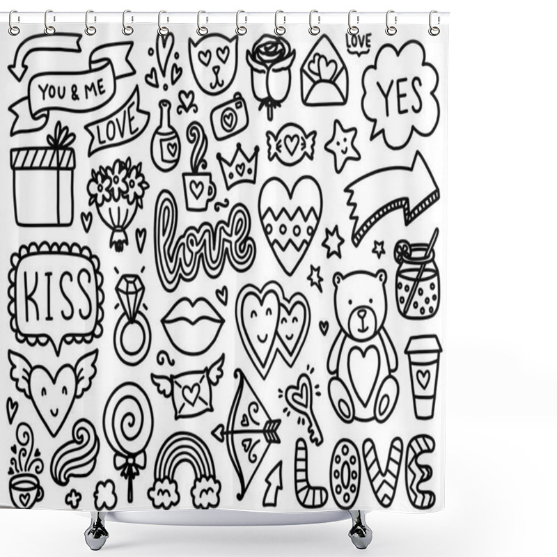 Personality  Doodles Cute Valentines Elements Shower Curtains