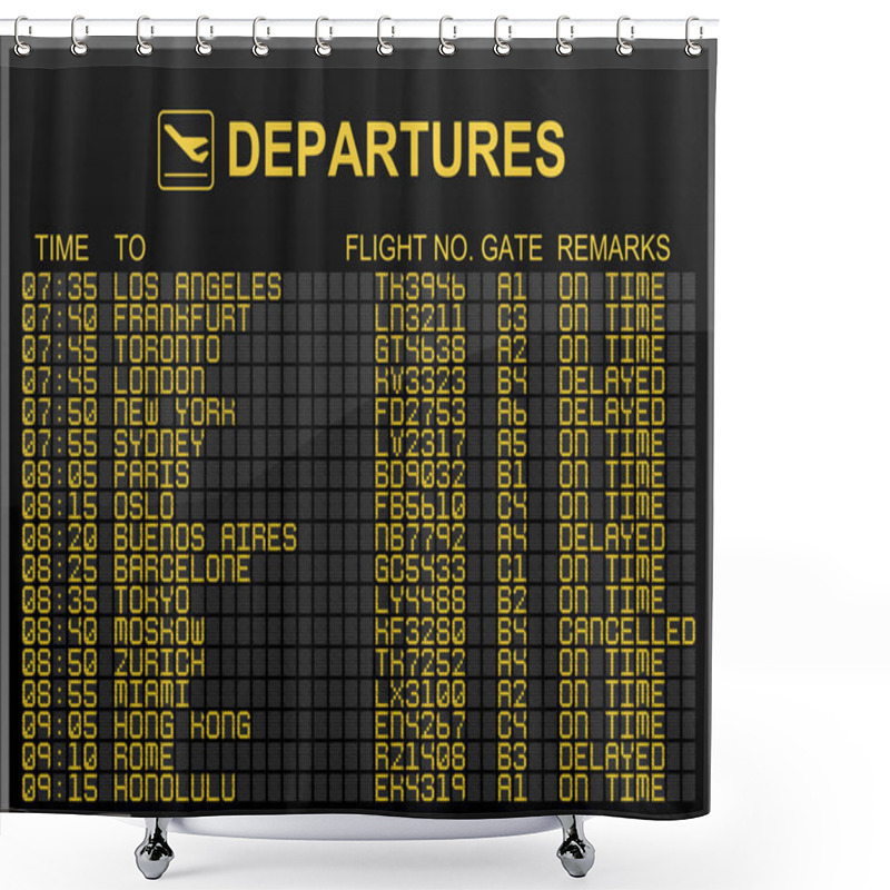 Personality  International Airport Departures Board Shower Curtains