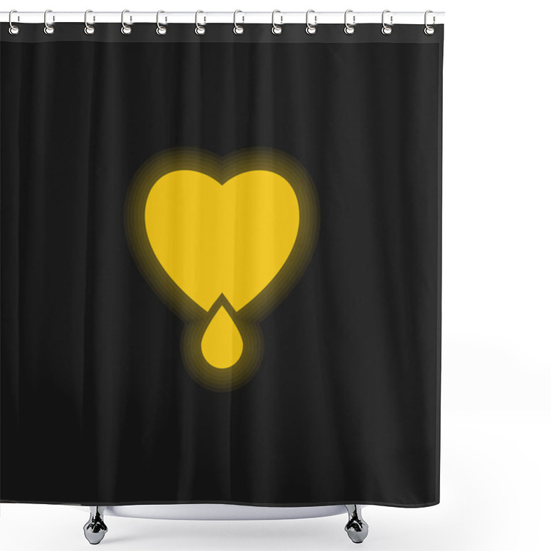 Personality  Bleeding Heart Yellow Glowing Neon Icon Shower Curtains