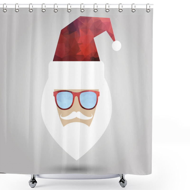 Personality  Merry Christmas Background With Santa In Hipster Style Shower Curtains