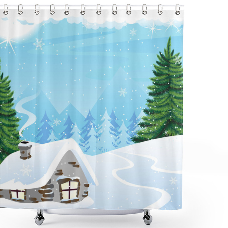 Personality  Winter Mountain Landscape Shower Curtains