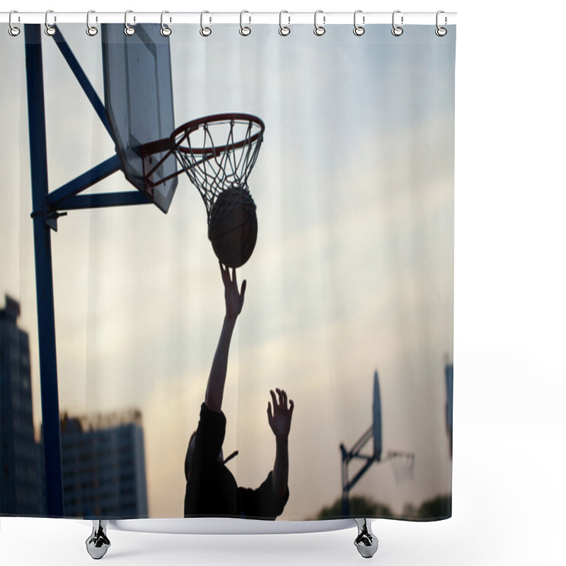 Personality  Man Playing Basketball Shower Curtains