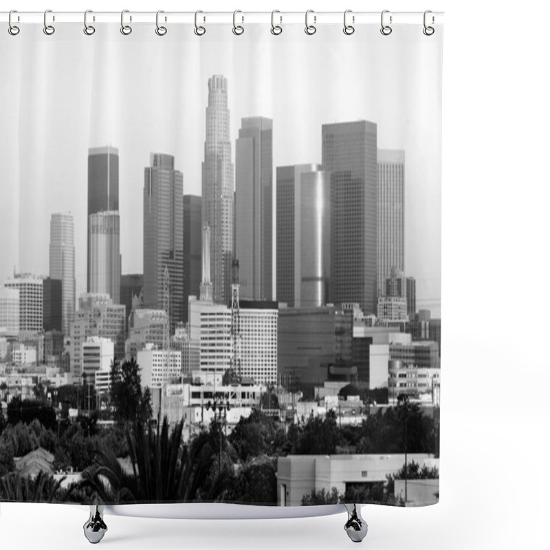 Personality  Monochrome Sunset Los Angeles California Downtown City Skyline Shower Curtains