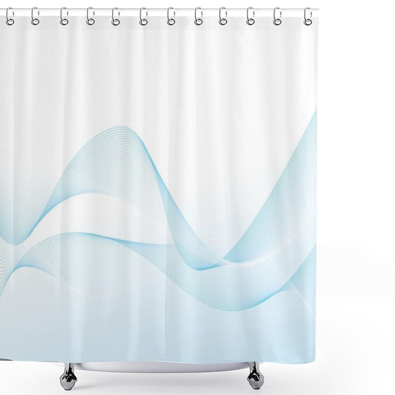 Personality  Blue Line Wave Background Shower Curtains