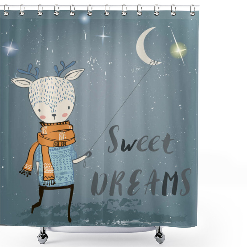 Personality  Cute Winter Deer Shower Curtains