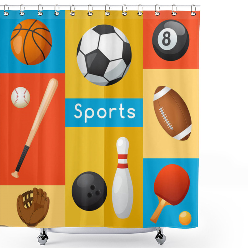 Personality  Sport Lover Set With Sport Equipment  Shower Curtains