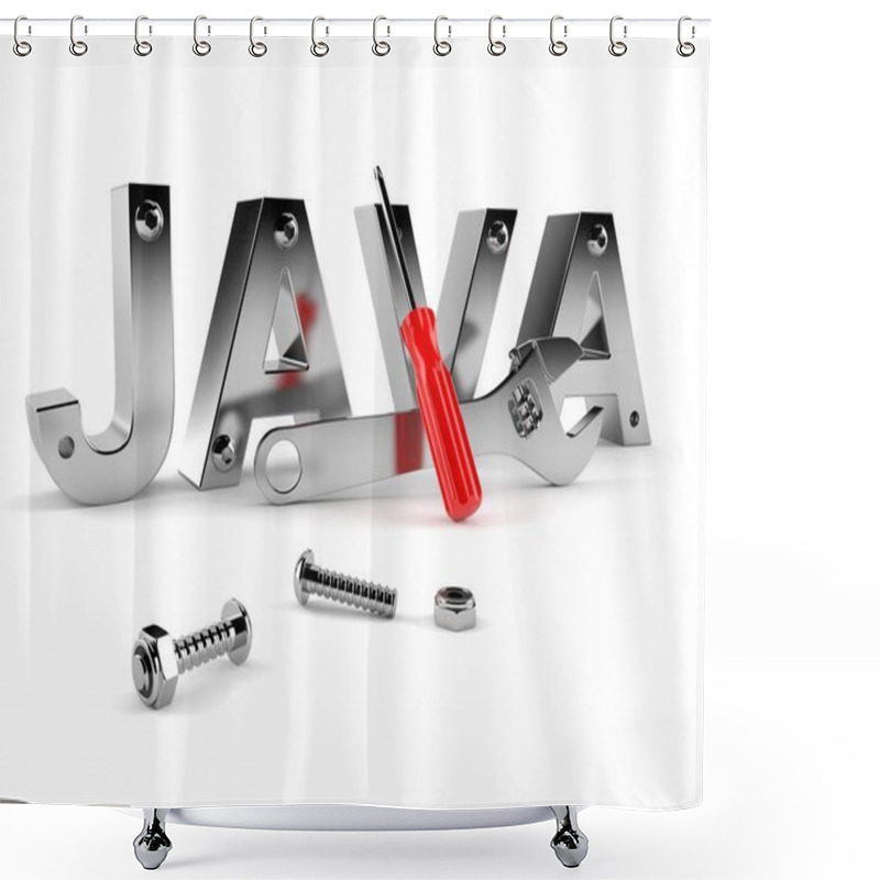 Personality  Java Text With Bolts And Tools Shower Curtains