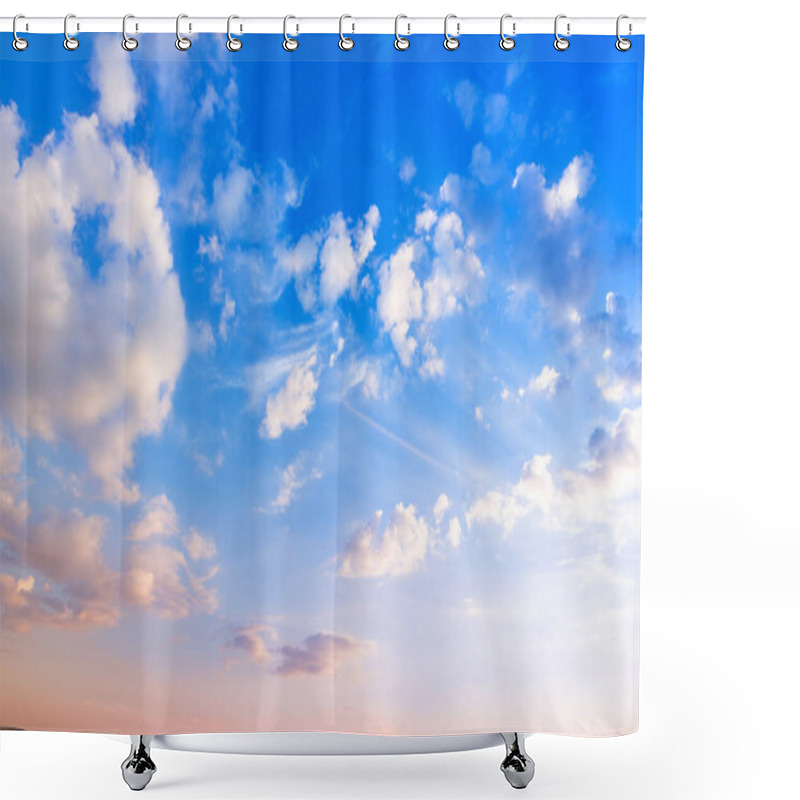 Personality  Beautiful Bright Blue Sky With The Fluffly Clouds Shower Curtains