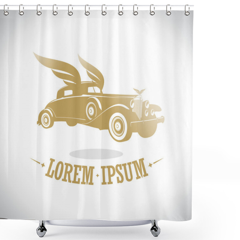 Personality  Gold Retro Car With Wings Logo. Shower Curtains