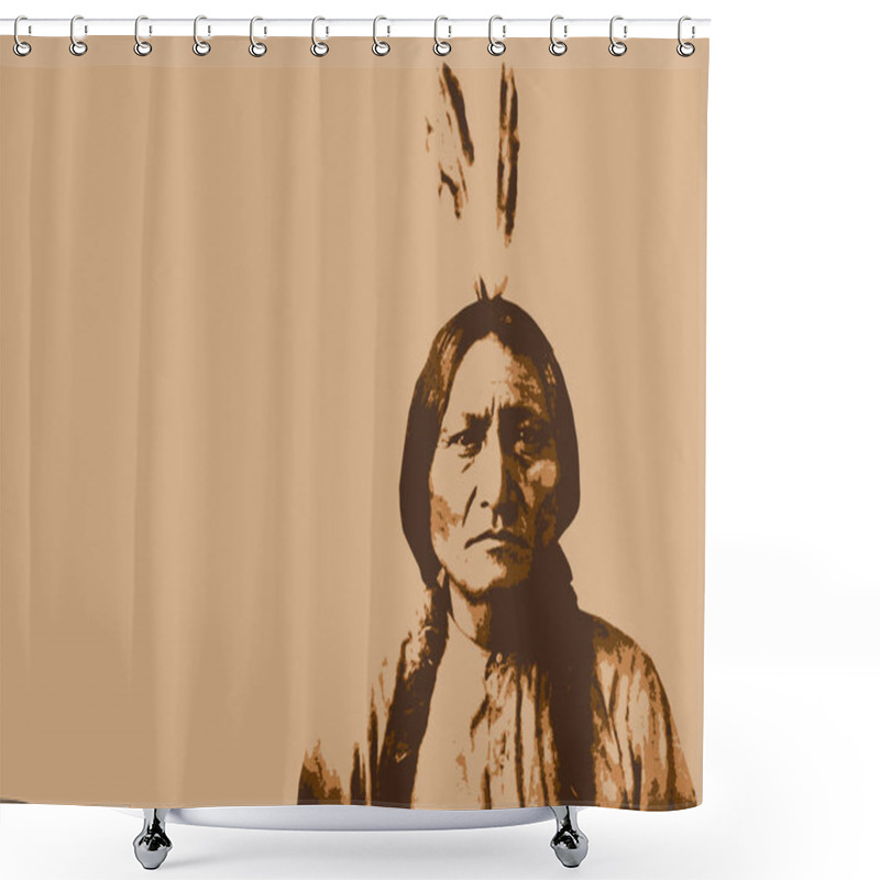 Personality  Portraits Of The Indian Chief Sitting Bull Who Rose To Fame During The Conquest Of The American West.  Shower Curtains