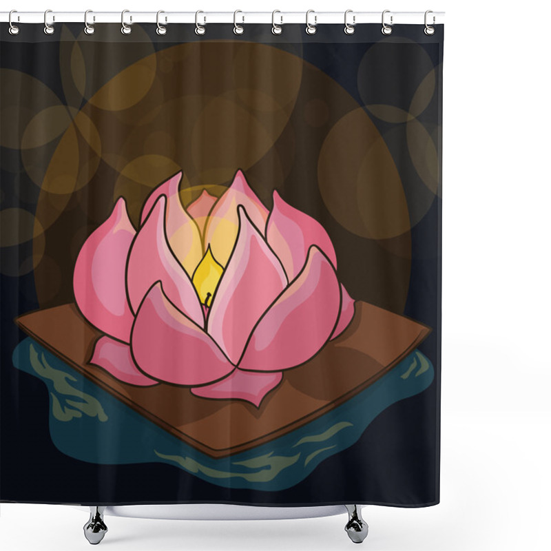 Personality  Poster With Beauty Lotus To Celebrate Ghost Festival, Vector Illustration Shower Curtains