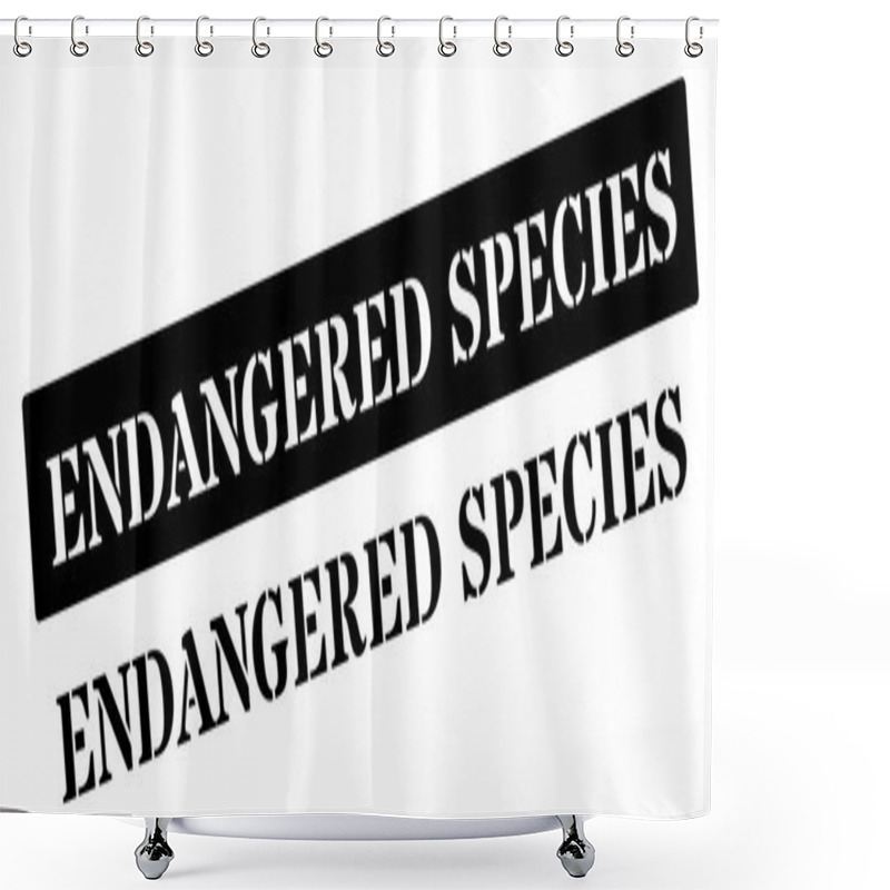 Personality  Endangered Species Black Rubber Stamp On White Shower Curtains