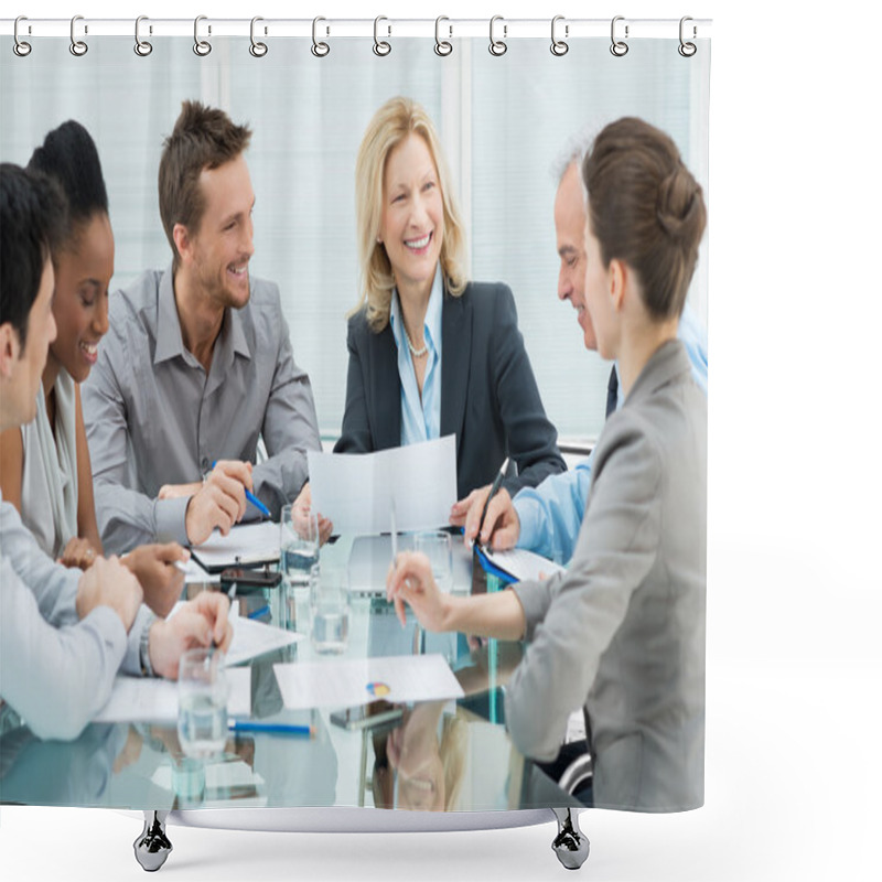 Personality  Happy Business In Meeting Shower Curtains