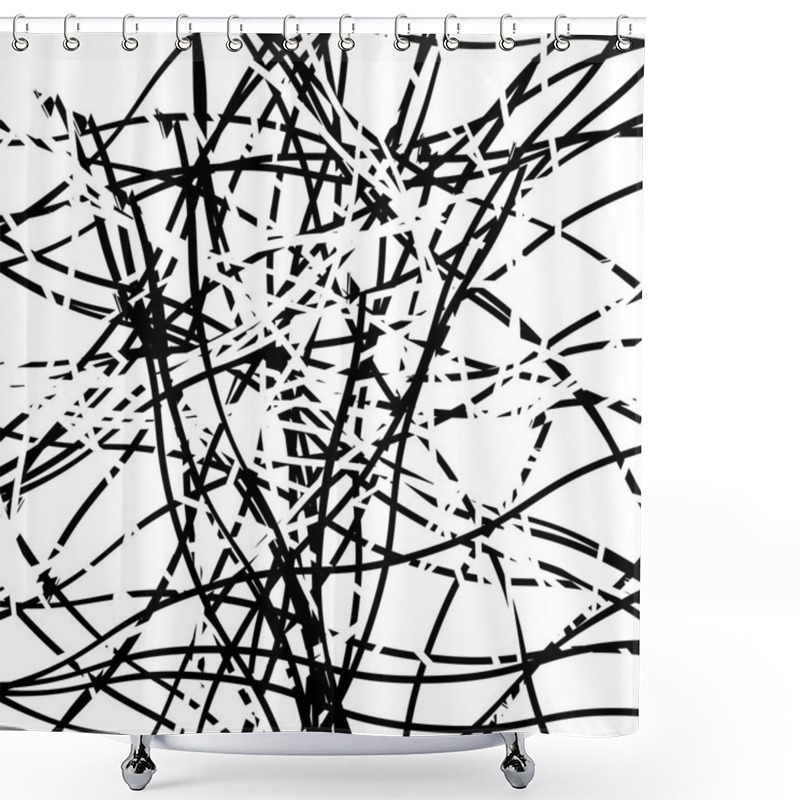 Personality  Abstract Art With Deformation, Distortion Effect On Random Lines Shower Curtains